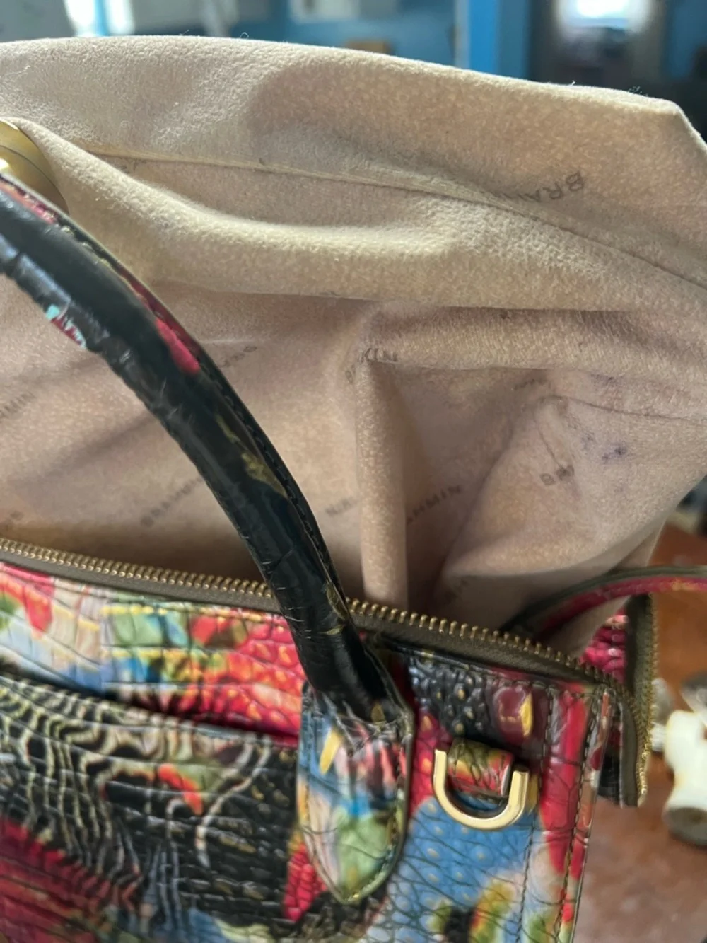 Brahmin Small Caroline Multicolor Embossed Croc Satchel - Picture 6 of 7
